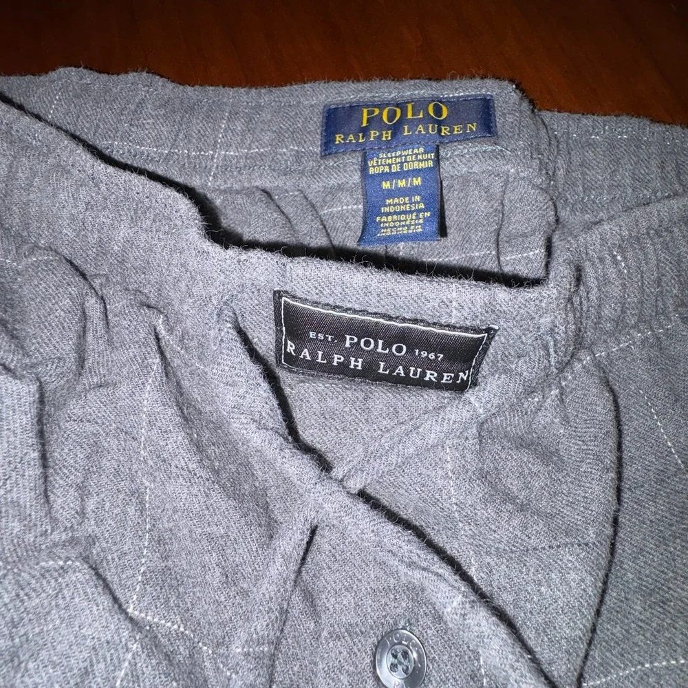 Polo Ralph Lauren Sleepwear Lounge Set Gray‎ Plaid Button Up M
